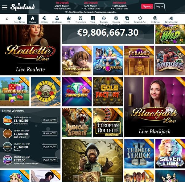 Spinland Casino Review | $/€3,500 free bonus and 200 bonus spins
