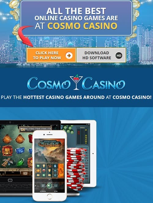 Cosmo Casino Review: 150 free spins and €500 bonus on jackpots