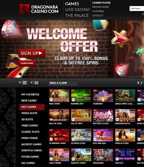Dragonara Casino Review - 150% welcome bonus and 50 free spins
