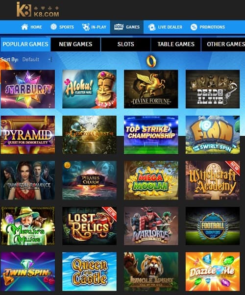 K8 Casino Review: 100% up to £100 bonus and free play for UK players