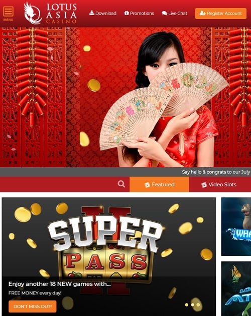 Lotus Asia Casino Review 300 free spins & $2300 free cash - bonus codes