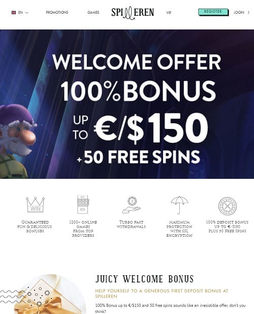Spilleren Casino Review 50 free spins and 100% up to €/$150 bonus