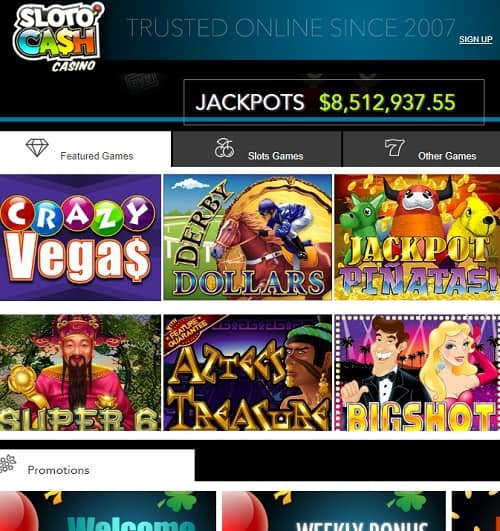 Sloto Cash Casino Review | $7777 welcome bonus and 300 free spins