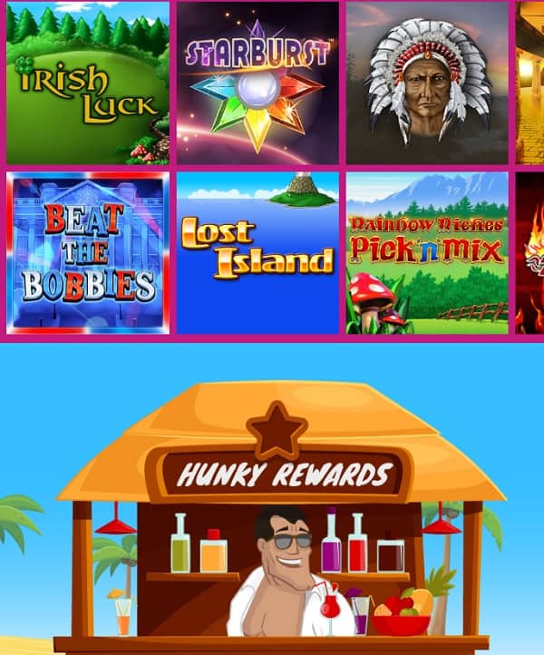 Hunky Bingo Casino Review: £70 bonus + 10 free spions (no wagering)