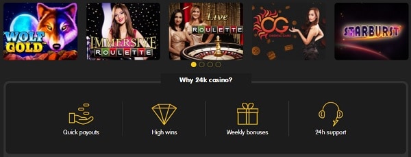 24KCasino lobby and game section 