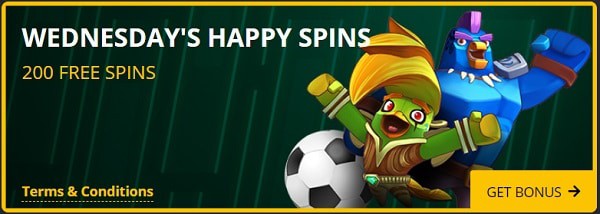 200 free spins on Wednesday