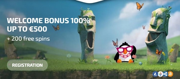 100% bonus + 200 free spins for new players